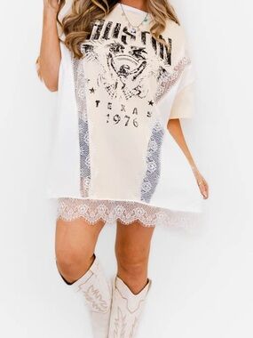 Blue Velvet "If This Is Austin" Graphic Tunic, Size L/XL, NWT